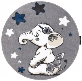 Dětský kusový koberec Petit Elephant stars grey kruh-160x160 (průměr) kruh
