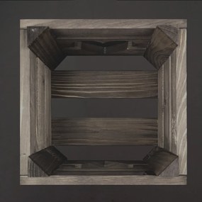 AMADEA Drevený obal so srdiečkom s kvetináčom tmavý, 17x17x15cm Český výrobok