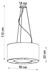 Závesné svietidlo Saturno, 1x biele textilné tienidlo, (biely plast), (fi 50 cm)