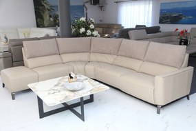 žiadna značka Moderný rohový gauč ALESSIA - prírodná koža + Relax