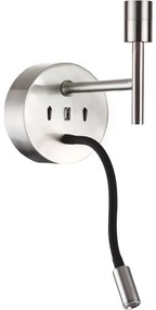 Ideal Lux - LED Flexib. lampa s montúrou SET UP 1xE27/42W+LED/3W/230V USB chróm