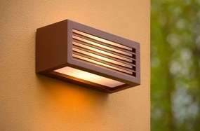 LUCIDE Vonkajšie nástenné osvetlenie DIMO, E27, 1x18W, IP54, hnedé