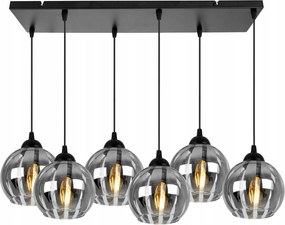 Závesné svietidlo Eliza, 6x sklenené tienidlo so vzorom