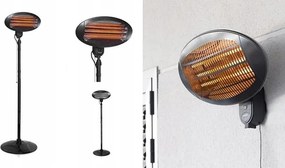 Elektrický Parasol Terasový nástenný Radiátor Quartzový montáž na stenu