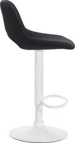 Barová stolička Camden - zamat, biely rám - Čierna