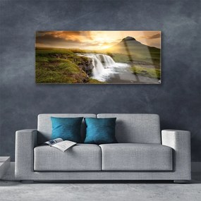 Obraz plexi Hory vodopád príroda 125x50 cm