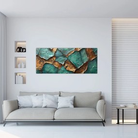 Obraz - Zeleno-zlatá maľba (120x50 cm)