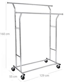 Mobilný stojanový vešiak LINEA strieborný