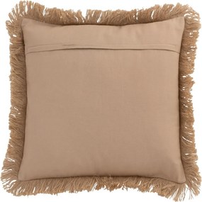 Hnedý jutový vankúš so béžovým kvetom a strapcami Jute natural - 53*3*49 cm