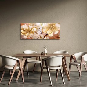 Obraz - Zlaté kvety (120x50 cm)
