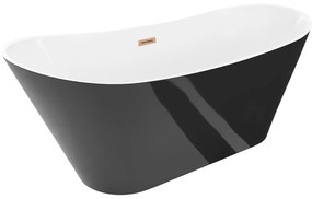 Mexen Dora, voľne stojaca vaňa 150 x 75 cm, biela/čierna, medený matný prepad, 52071507575-65