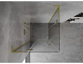Mexen Mist-H L Duo, 2-krídlový sprchový kút 100 x 100 cm, číre sklo, zlatý matný profil, 8A5L-100L-100P-55-00