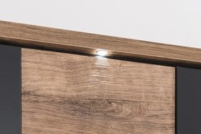 Obývacia stena Boston, čierna/dub ribbeck, s osvetlením