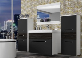 Kúpeľňový nábytok Belini čierny mat / eben kráľovský + umývadlo + zrkadlo  ROD M 4/0/W/BHK/0/ZW