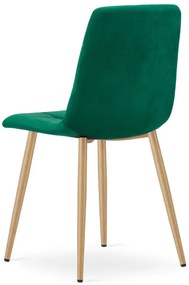 Set štyroch jedálenských stoličiek KARA zamatové, tmavozelené / hnedé nohy (4 ks)
