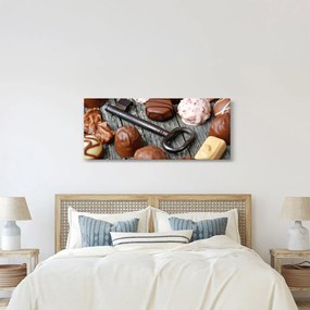 Obraz čokolády a kľúče (120x50 cm)