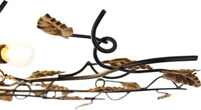 Inteligentné stropné svietidlo čierne so zlatom 80 cm 4-svetlá vrátane 4 Wifi P45 - Foglie