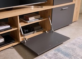 Obývacia  stena Heathrow, dub artisan/antracit, s osvetlením