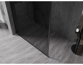 Mexen Kioto-XF, sprchová zástena s rámom 130 x 202 cm, 10mm šedé sklo, čierny profil, 800-130-104-70-40-X
