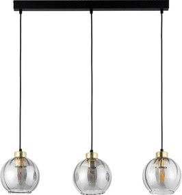 LED luster na lane DEVI 3xE27/15W/230V čierny/číry