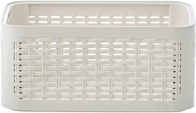 Úložný box, ratanový košík, STYLE2 Curver s vekom, krémový (29x20x14 - 6l)