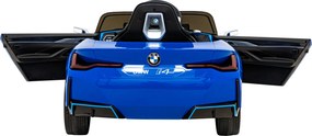 Ramiz Elektrické autíčko BMW i4 pre deti modré + diaľkové ovládanie + EVA + ekokoža + LED audio + pomalý štart
