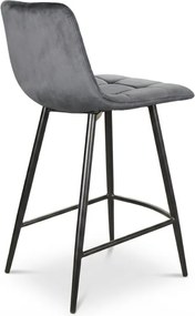Sivá barová stolička MILA VELVET s čiernymi nohami