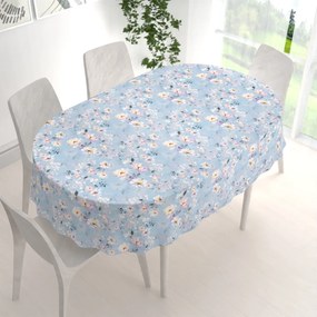 Biante Zamatový oválny obrus Tamara TMR-044 Jarné kvety na nebesky modrom 50x100 cm