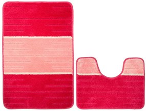 Sada kúpeľňových koberčekov COMO ružová / krémová, pruhy