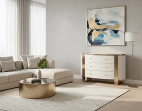 Komoda Stilig ST920 140 cm biela/zlatá/mramor