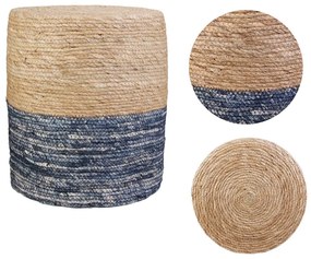 Modro-béžový pletený taburet MALAMI