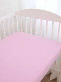 Jersey plachta do postieľky s elastanom Deluxe 60 x 120 cm – ružová