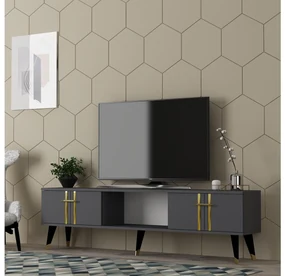 TV stolík/skrinka Pebine 2 (antracit + zlatá) . Vlastná spoľahlivá doprava až k Vám domov. 1095305