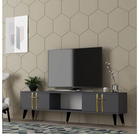 TV stolík/skrinka Pebine 2 (antracit + zlatá) . Vlastná spoľahlivá doprava až k Vám domov. 1095305