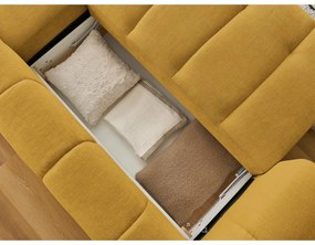 Rozkladacia/s úložným priestorom rohová pohovka v horčicovej farbe (pravý roh/s leňoškou) Fuji – Bobochic Paris