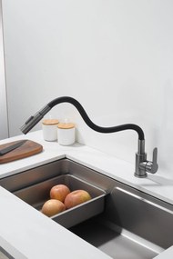 Gamma Flex 4000, stojanková drezová batéria s flexibilným ramenom, 2-funkčný výtok, čierna-grafitová, GMA-BFX-4000GM