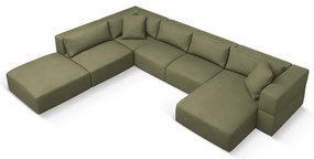 Svetlozelená rohová pohovka do "U", ľavý roh Esther – Milo Casa