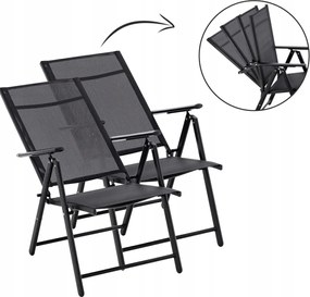 CH Polohovateľná záhradná oceľová stolička Glam - čierna