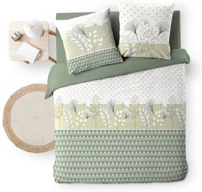 Biele/zelené bavlnené obliečky na dvojlôžko/predĺžené 240x220 cm Poetine – douceur d'intérieur
