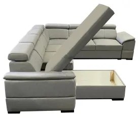 Rozkladacia sedacia súprava s univerzálnym rohom do U s úložným priestorom GRANADA svetlosivá