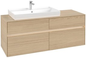 VILLEROY &amp; BOCH Collaro závesná skrinka pod umývadlo na dosku (umývadlo vľavo), 4 zásuvky, s LED osvetlením, 1400 x 500 x 548 mm, Nordic Oak, C089B0VJ