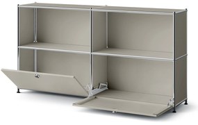 Kovový regál »CN3 Slim Line« s 2 nastaviteľnými výklopnými priečinkami, svetlosivý