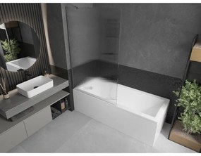 Mexen Next, 1-krídlová vaňová zástena 100 x 150 cm, 6mm sklo Ribs, brúsená grafitová, 895-100-000-00-09-66