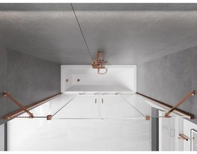 Mexen Velar Duo, vaňová zástena 2-krídlová s posuvnými dverami 190 x 150 cm, 8mm číre sklo, ružové zlato profil, 896-190-000-02-60