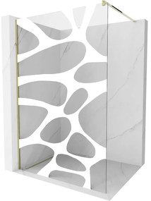 Mexen Kioto sprchová zástena 80x200 cm 8 mm, zlaté, biely vzor, 800-080-101-50-97