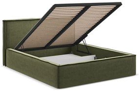 Zelená čalúnená dvojlôžková posteľ s úložným priestorom s roštom 180x200 cm Anani – Makamii