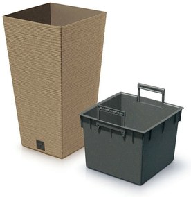 Kvetináč FURU SQUARE ECO WOOD s vložkou 39, 5 cm,hnedý