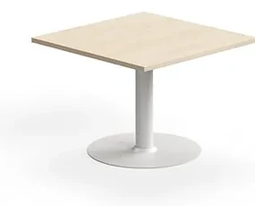 Konferenčný stolík ALVA, 700x700x500 mm, s kotvením do zeme, HPL, biela/breza
