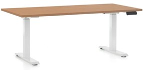 Výškovo nastaviteľný stôl OfficeTech D, 160 x 80 cm, biela podnož, buk