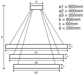 LED Stmievateľný luster na lanku LED/165W/230V 3000-6500K + diaľkové ovládanie